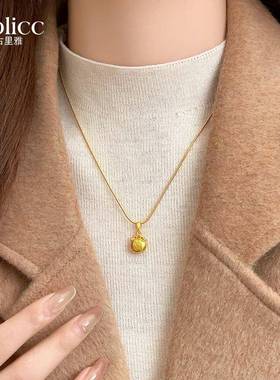 2025新款爆款古法沙金富贵吊坠毛衣项链女轻奢高级感小众颈链配饰