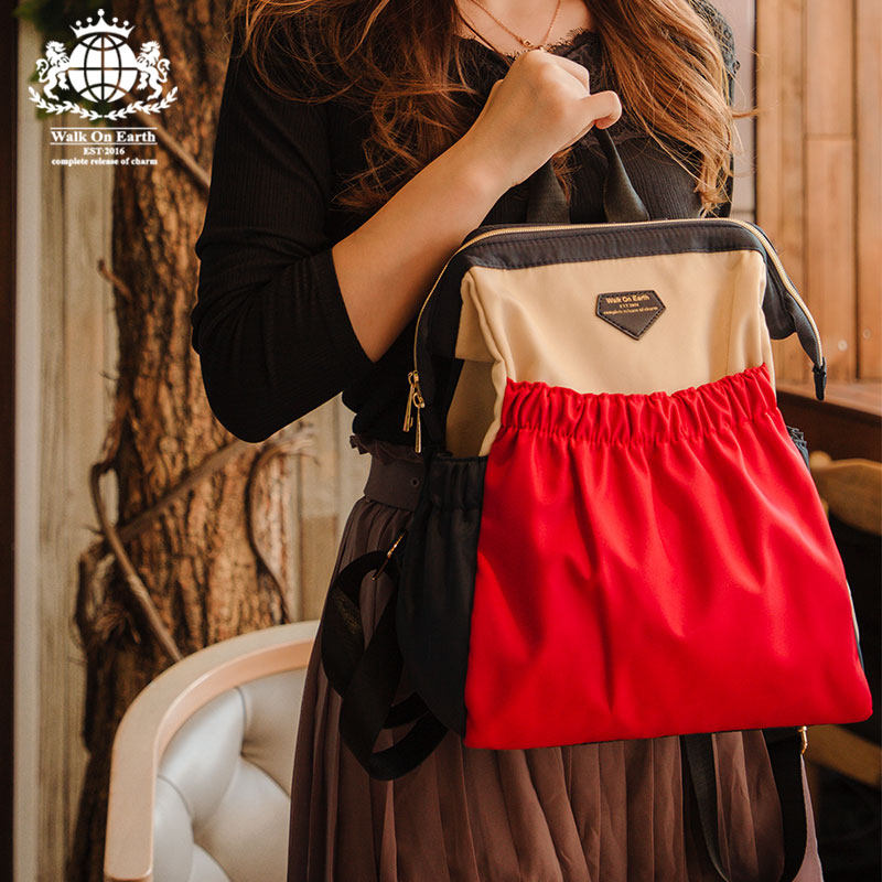 walk onearth日系中年女士双肩包 walkonearth双肩背包