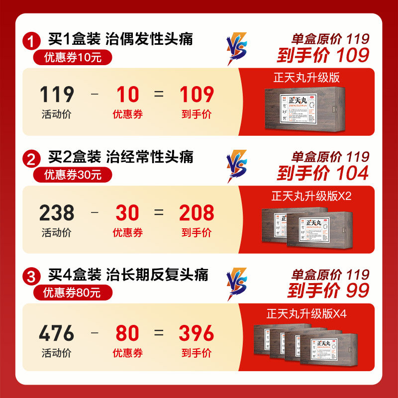 4盒999正天丸药丸头疼散治头痛药 999解热镇痛