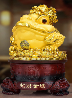 金蟾摆件招财进宝金蝉蟾蜍办公室装饰店铺收银台开业送人礼物白菜