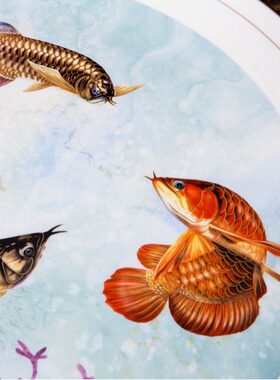 16寸景德镇陶瓷瑞龙聚福工艺装饰盘家居客厅玄关装饰纪念盘摆件