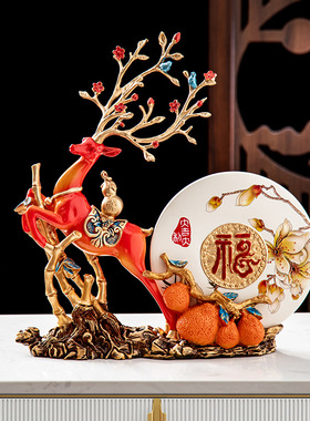 新款招财福鹿摆件轻奢高档玄关客厅酒柜新家居装饰品乔迁新居礼品