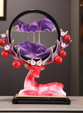 创意麋鹿流沙画客厅摆件家居电视柜酒柜办公室桌面装饰品乔迁礼物