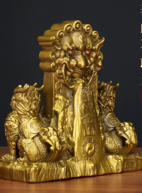 石敢当摆件家居黄铜工艺品批发北京狮子貔貅麒麟门狮一对玄关饰品