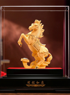 绒沙金马摆件大号鸿运金马前程如意马年家居办公室祝福礼品装饰品