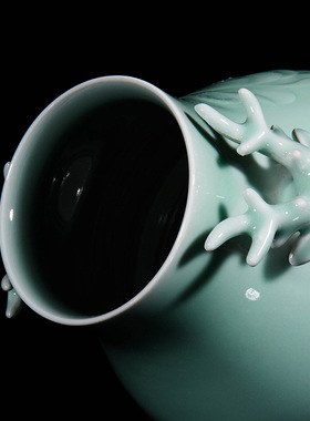 批发景德镇陶瓷器手工仿古花瓶影青雕刻工艺花瓶中式家居年货摆件