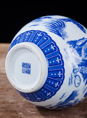 仿古景德镇青花瓷花瓶复古家居陶瓷花瓶摆件博古架观赏插花装饰品