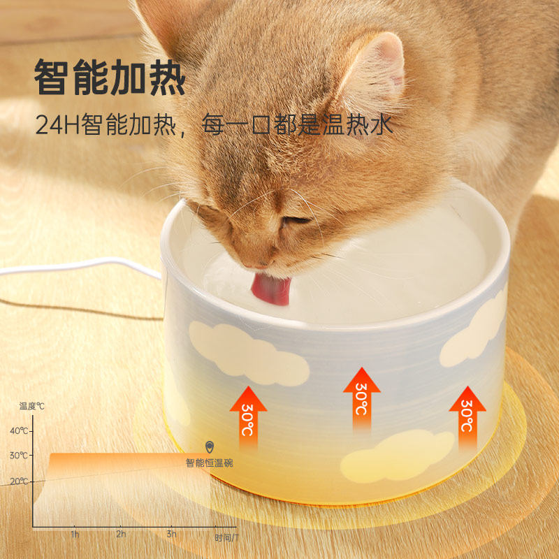 猫碗陶瓷恒温猫咪饮水机酸奶机喝水饮水器加热水碗自动宠物用品 - 图0