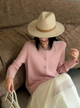 26秋冬法式复古燕麦色羊毛礼帽优雅气质百搭爵士顶礼帽女毛毡帽子