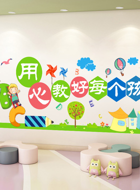 文化墙贴幼儿园墙面贴纸装饰布置
