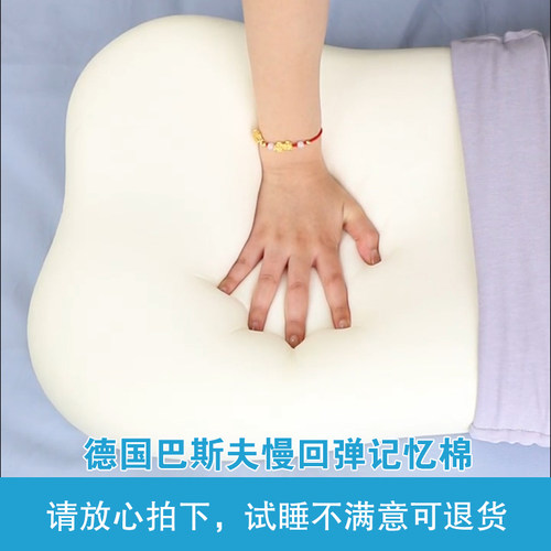 德国巴斯夫护颈椎枕慢回弹记忆棉枕头睡眠枕芯低薄枕家用宿舍人体 - 图0