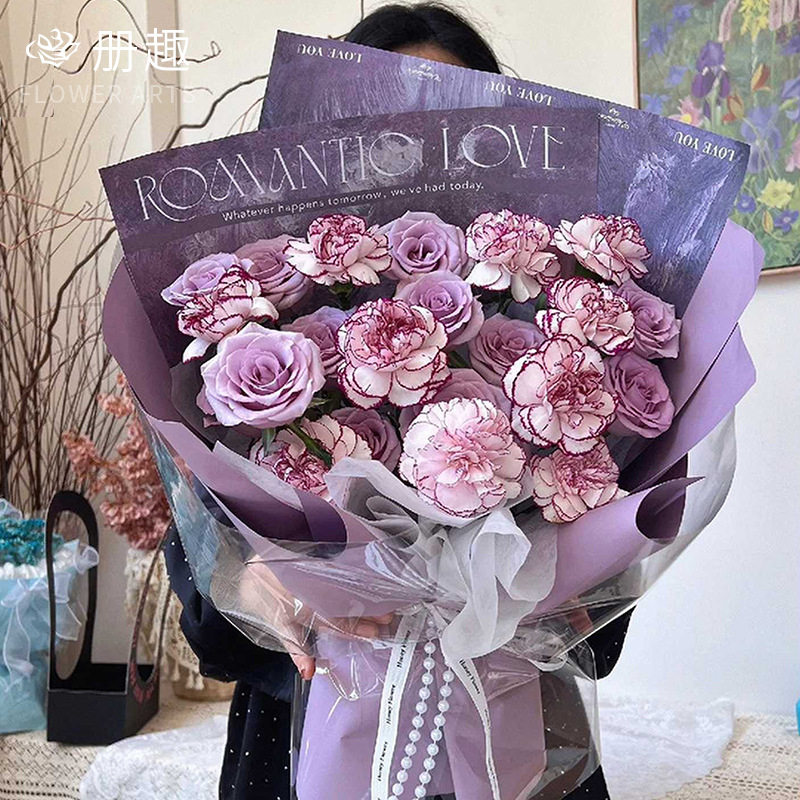 新款油画纸乌梅子酱系列鲜花包装纸花束包花资材加厚花艺花店材料,淘宝优惠券,粉丝福利购,淘宝优惠卷