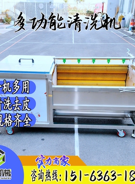 鱼类去鳞机 U型九辊毛刷清洗机 商用小型柑橘马蹄全自动清洗设备