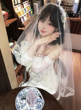白色头纱花嫁新娘头饰超仙森系网红cos拍照道具复古万圣节鬼新娘