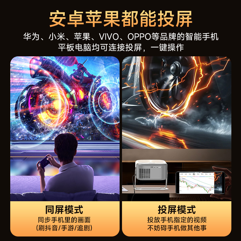 【2025新款加亮升级版】白天直投抗光云台投影仪家用超高清办公卧室投墙宿舍家庭影院无线WiFi可连手机投屏