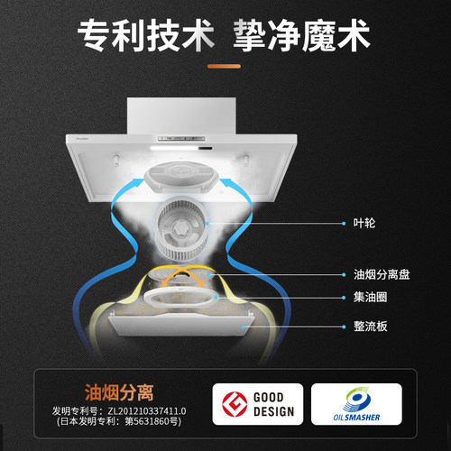 日本fujioh富士帝230进口白色抽吸油烟机家用官方CXW-230-CL260E - 图0