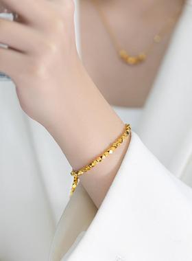 金色碎银几两手链沙金碎碎防黄金蹦迪珠子轻奢小众女士项链s925银