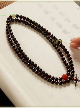 普陀山小帅2023年拍8mm108颗红运当头小叶紫檀手串送单圈小叶