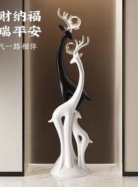 高档发财鹿玄关装饰摆件