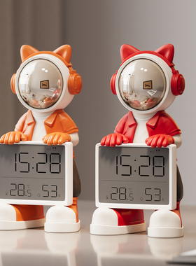 宇航员温湿度时钟桌面摆件