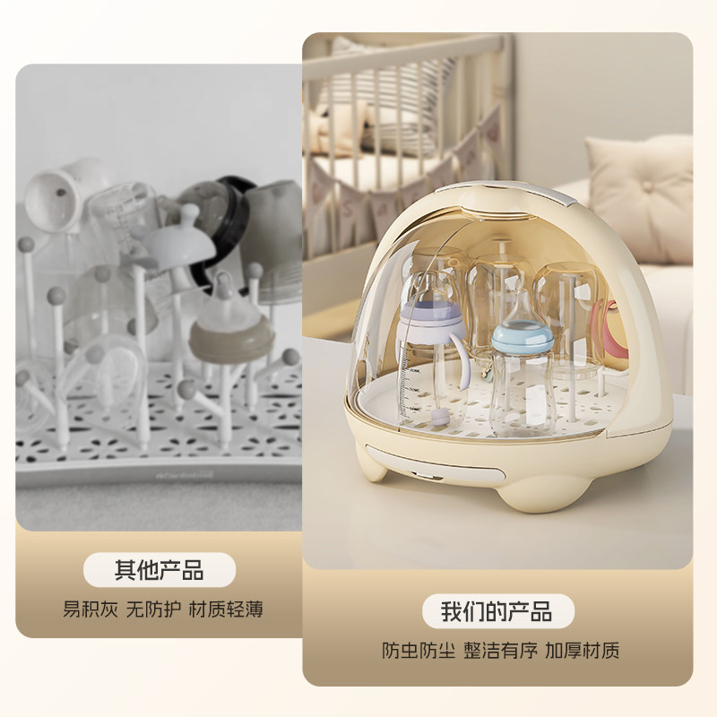 防尘带盖奶瓶收纳箱宝宝餐具沥水架新生儿辅食奶粉收纳盒婴儿用品,淘宝优惠券,粉丝福利购,淘宝优惠卷