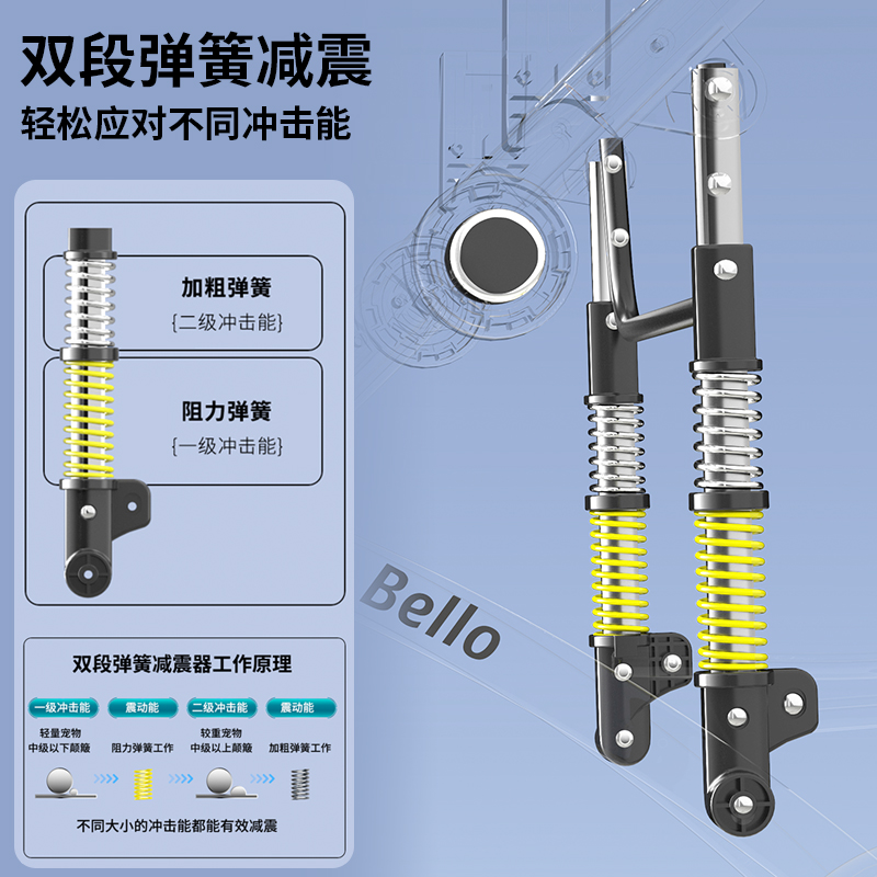 Bello L11中大型高端宠物推车铝合金PU轮减震外出狗狗推车可分离 - 图1