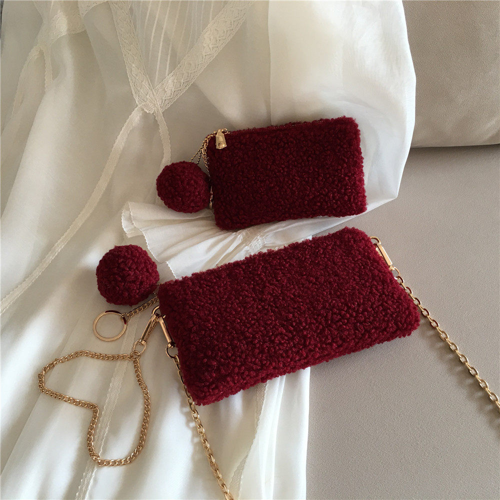 毛毛钱包女复古红色拉链小巧零钱袋迷你卡夹新款驾驶证钥匙手拿包,淘宝优惠券,粉丝福利购,淘宝优惠卷