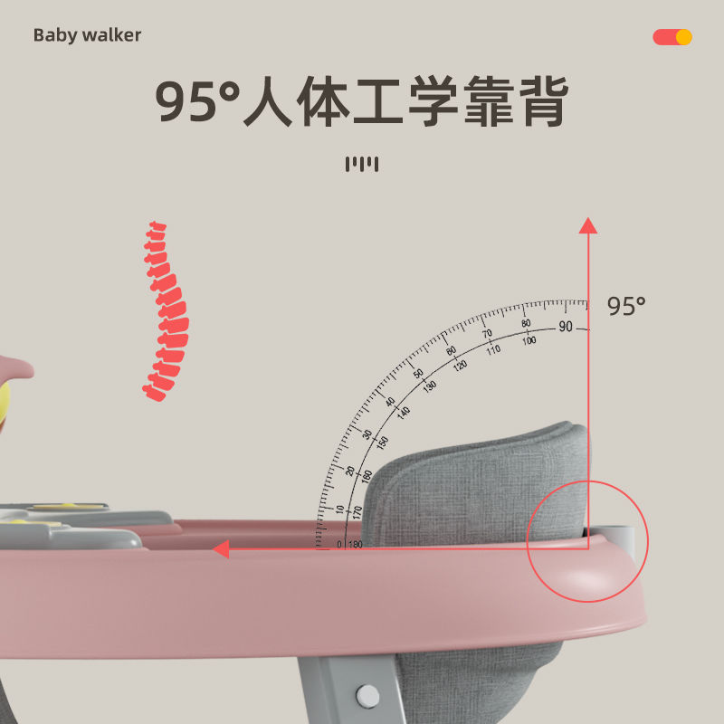 学步车音乐多功能防O型腿防侧翻可折叠6-18个月宝宝助步车7档调节-图3