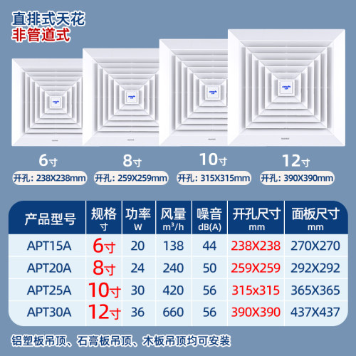 正野换气扇天花板直排式排气扇强力高效低噪吸顶式抽风机无需接管 - 图3