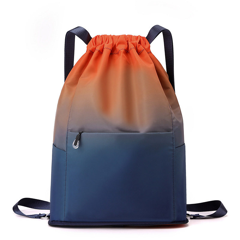 Gradient foldable drawstring backpack women's travel bag large capacity waterproof ultra-light storage bag travel sports