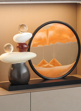 时来运转流沙画 画摆件轻奢高档客厅电视柜酒柜办公室招财好运装