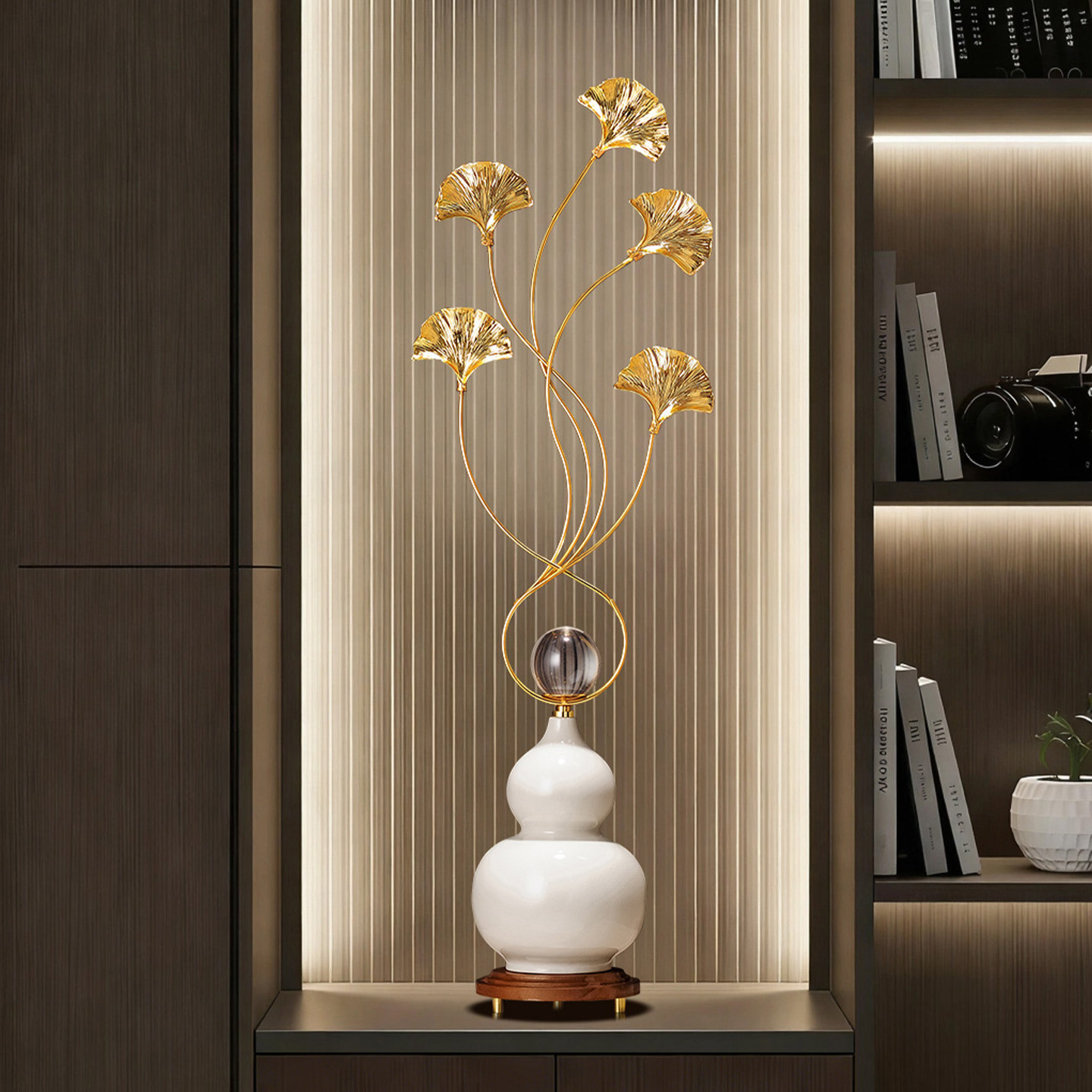 入户玄关银杏叶玄关摆件轻奢客厅电视柜高档节节高升葫芦乔迁礼物,淘宝优惠券,粉丝福利购,淘宝优惠卷