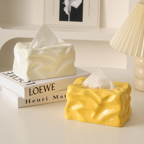 轻奢创意纸巾盒轻奢风抽纸盒高级感家用客厅茶几ins陶瓷餐巾纸盒-图0