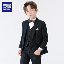 Romon Children Suits Suit Boy Flowers Tuxedo handsome Inron Little West suit host piano to play the autumn