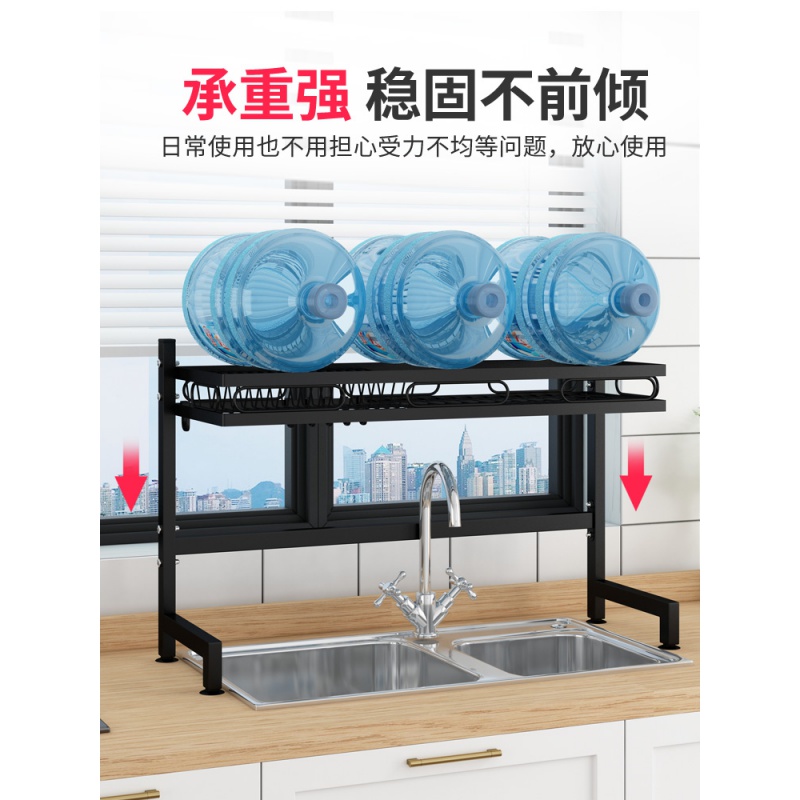 Black kitchen sink bowl rack drain water rack bowl dish plat - 图1