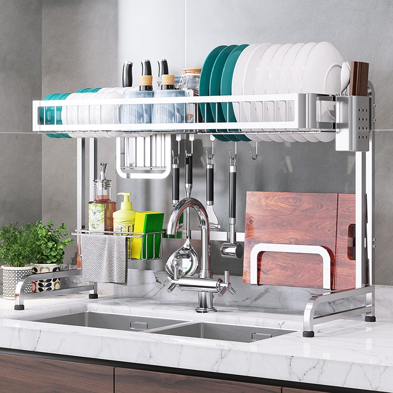 Kitchen stainless steel sink shelving dish rack shelving - 图0