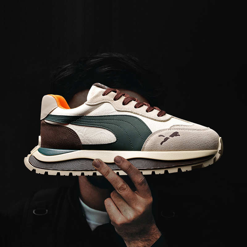 不规则厚底真皮阿甘鞋余文乐同款男鞋休闲风复古经典运动鞋男百搭 - 图0