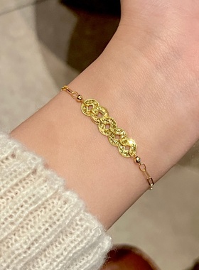 「盘缠五帝钱」S999纯银手链手作