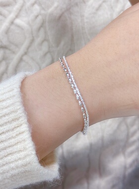 「双层叠戴小米珠」S999足银手链