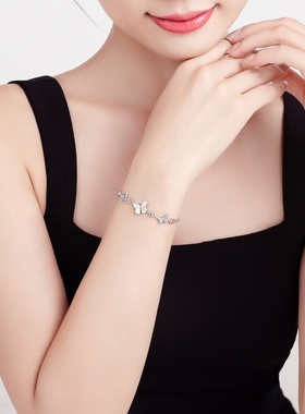 「贝母福蝶」999纯银手链原创