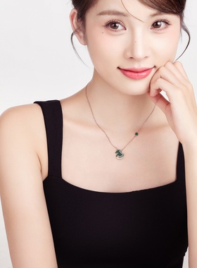 「孔雀石木马」999纯银项链原创