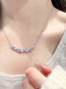 「微笑紫藤花」S999纯银项链手作