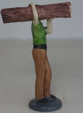 工人 伐木工 扛木头 扛木工 沙具 心理沙盘玩具游戏 批零兼营