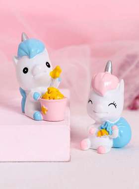 树脂工艺品 学生创意情侣独角兽4个装小卡通礼物 桌面装饰摆件