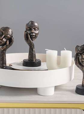 跨境现代简约摆件沉默是金雕塑办公室客厅欧式艺术品装饰工艺品