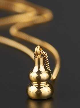 ins风简约钛钢镀18K金实心小葫芦项链 潮人个性男女嘻哈街头吊坠