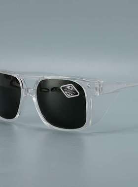 黑框茶色片护目镜带侧翼玻璃镜片防护眼镜打磨电焊眼镜防冲击眼镜