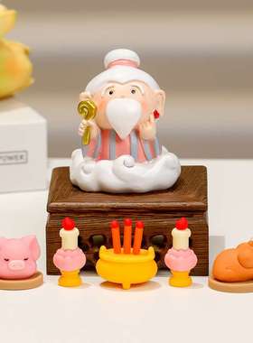 贡品五件套桌面神仙摆件五路财神欢喜小神仙家居桌面装饰卡通公仔