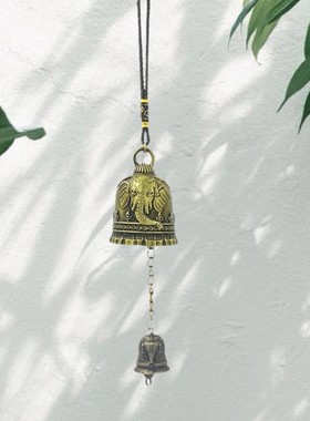2026棕绳象古青铜金属风铃门窗家居车饰铃铛挂件旅游景区古钟