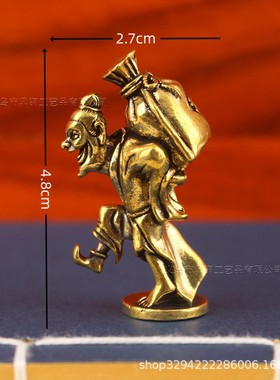 2026黄铜材质酒鬼老人工艺品摆件老头背酒坛茶宠摆件桌面摆件做旧